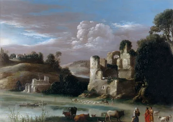 Landschaft mit Ruinen und Hirten